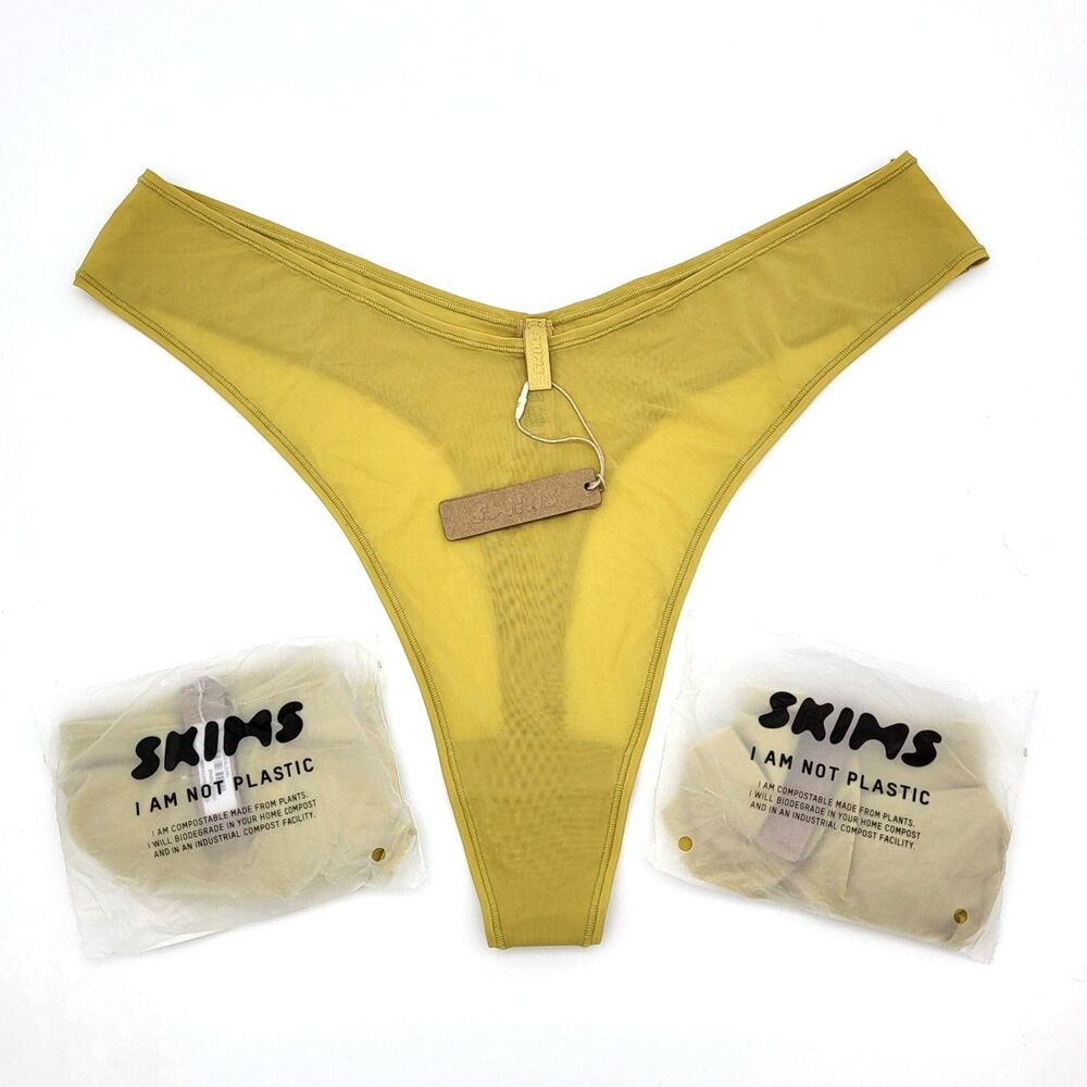 SKIMS (3) Jelly Sheer Dipped Thong in Topaz - Size 4X Lot of 3 Pair